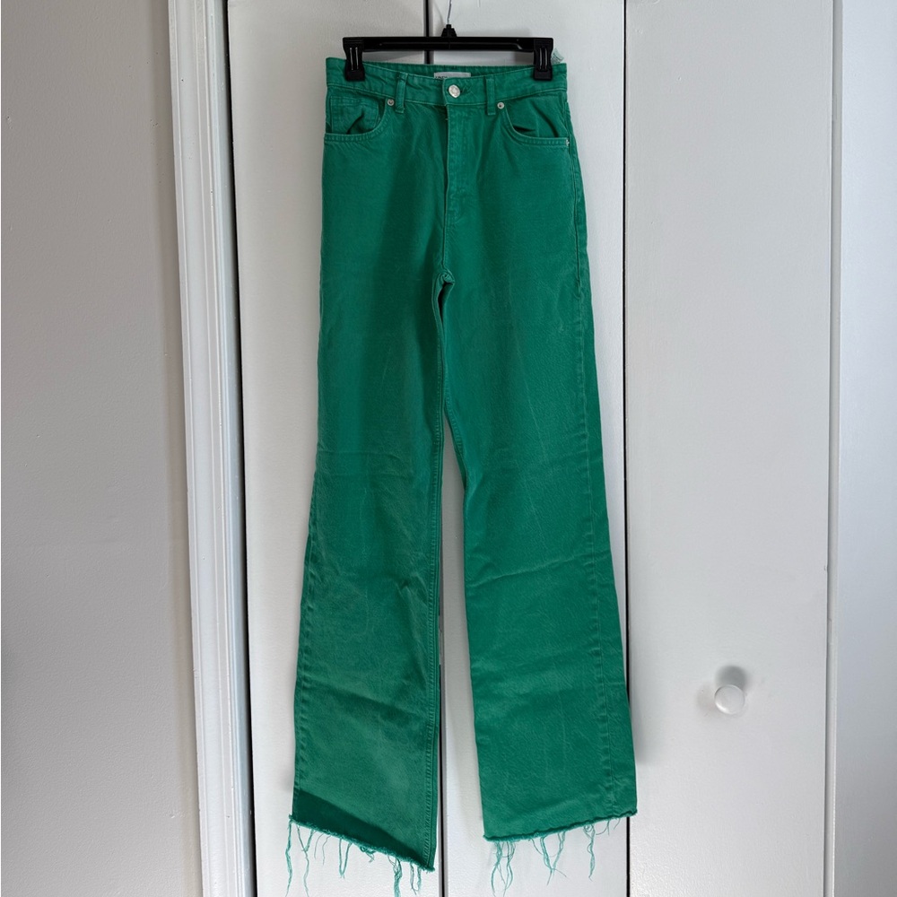 Zara Green Denim Skirt